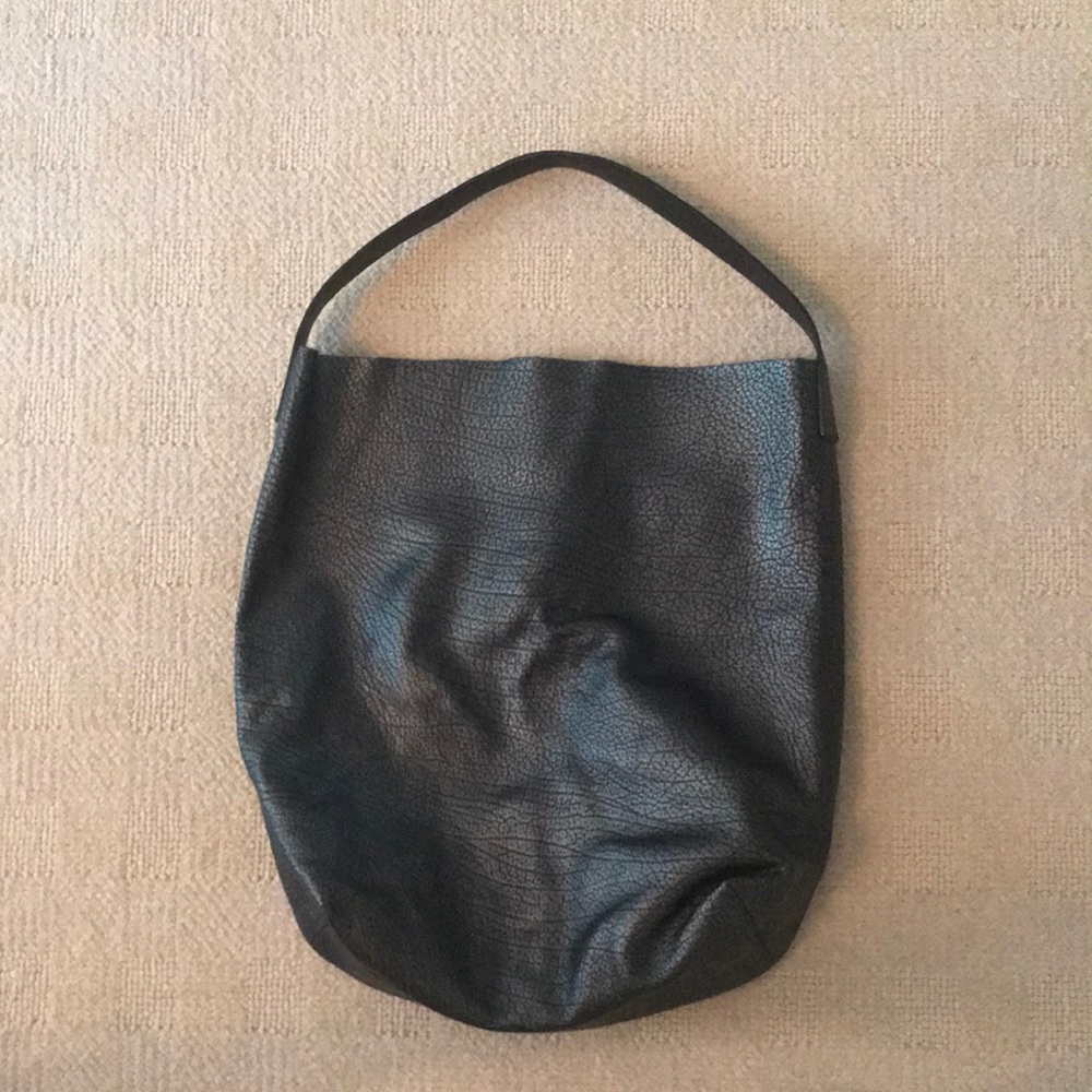 Gray Sleek Real Leather Bag